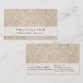*~* Ivory  Antiek-Aged Iridescent Damask Visitekaartje (Voorkant / Achterkant)