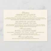  Ivory Antiek Vlaams bruiloft - Gegevens Informatiekaartje (Voorkant)