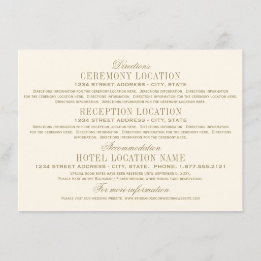  Ivory Antiek Vlaams bruiloft - Gegevens Informatiekaartje (Voorkant)