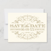  Ivory Antiek Vlaams sparen de Datum Magnetische Uitnodiging (Voorkant)