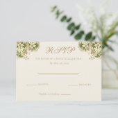 Ivory & Antique Gouden Bruiloft Reactie RSVP Kaartje (Staand voorkant)