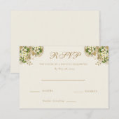 Ivory & Antique Gouden Bruiloft Reactie RSVP Kaartje (Voorkant / Achterkant)
