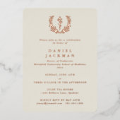 Ivory Asclepius Medical School Afstuderen Folie Uitnodiging (Voorkant)