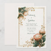 Ivory Astrantia Gold Foil Wedding Kaart (Voorkant / Achterkant)