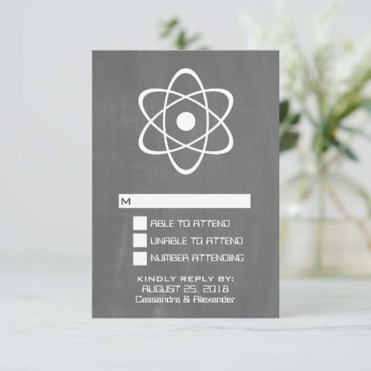 Ivory Atomic Chalkboard Response Kaart (Staand voorkant)