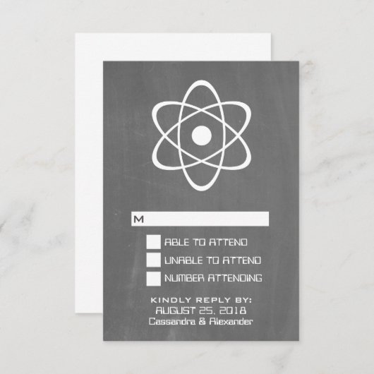 Ivory Atomic Chalkboard Response Kaart (Voorkant / Achterkant)
