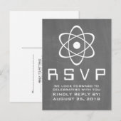 Ivory Atomic Chalkboard RSVP Briefkaart (Voorkant / Achterkant)