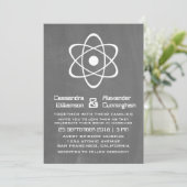 Ivory Atomic Chalkboard Wedding Invite Kaart (Staand voorkant)