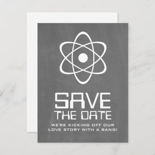 Ivory atoomalkboard Save the Date Briefkaart (Voorkant / Achterkant)