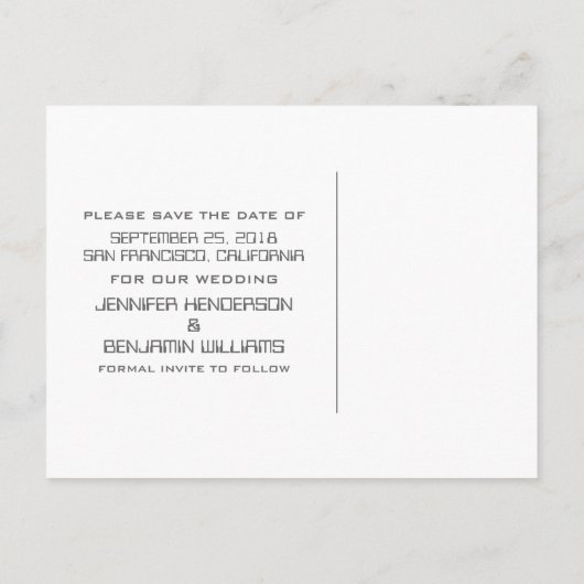 Ivory atoomalkboard Save the Date Briefkaart (Achterkant)