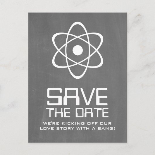 Ivory atoomalkboard Save the Date Briefkaart (Voorkant)