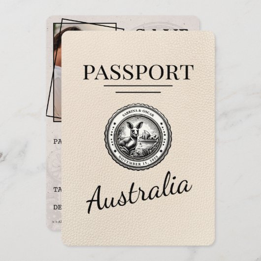 Ivory Australia Passport Bewaar de datum Save The Date (Voorkant / Achterkant)