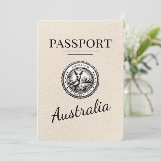 Ivory Australia Passport Bewaar de datum Save The Date (Staand voorkant)