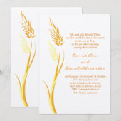 Ivory Autumn Wheat Wedding Invitation Kaart (Voorkant / Achterkant)