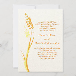 Ivory Autumn Wheat Wedding Invitation Kaart