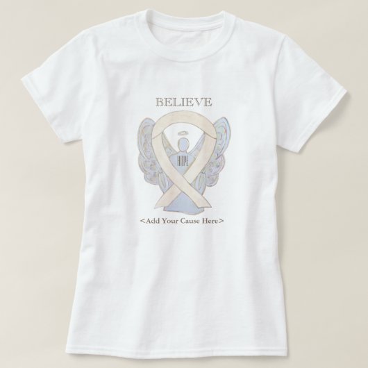 Ivory Awareness Ribbon Angel Custom Shirten T-shirt (Design voorkant)