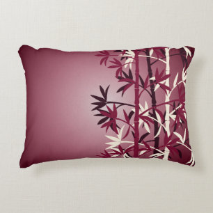 Ivory bamboo burgundy decoratief kussen