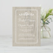 Ivory  Barn Wood Bridal Shower Invitations Kaart (Staand voorkant)