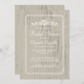 Ivory  Barn Wood Bridal Shower Invitations Kaart (Voorkant / Achterkant)