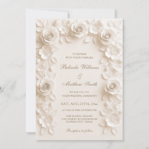 Ivory Barokke Elegantie Rozen Lijst Bruiloft  Kaart