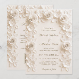 Ivory Barokke Elegantie Rozen Lijst Trouw Kaart