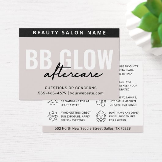 Ivory BB Glow Facial After Care Instruction Kaart (Bureau)