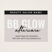 Ivory BB Glow Facial After Care Instruction Kaart (Voorkant)