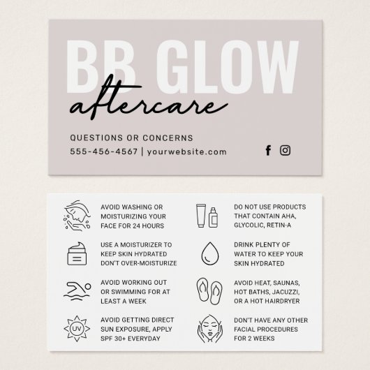 Ivory BB Glow Facial Care Kaart (Voorkant /achterkant)