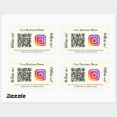 Ivory bedrijfsnaam qr code instagram rechthoekige sticker (Vel)