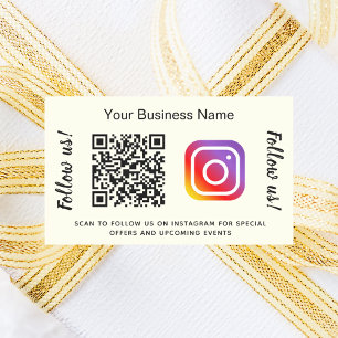Ivory bedrijfsnaam qr code instagram rechthoekige sticker