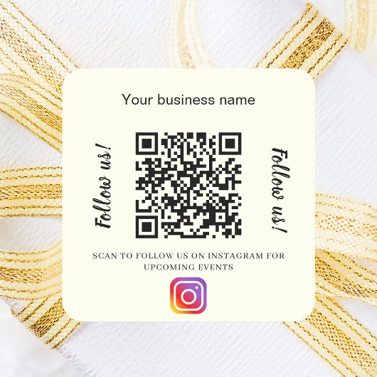 Ivory bedrijfsnaam qr code instagram vierkante sticker