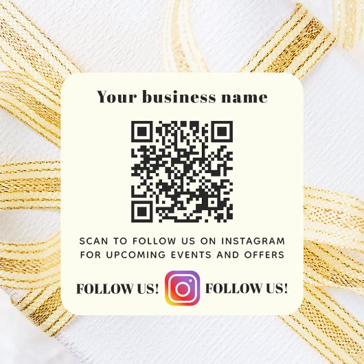 Ivory bedrijfsnaam qr code instagram vierkante sticker