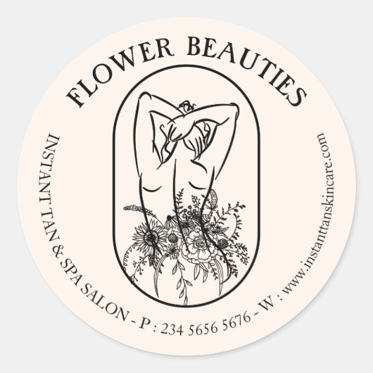 Ivory Beige Beauty Feminine Woman Tanning Body Ronde Sticker (Voorkant)