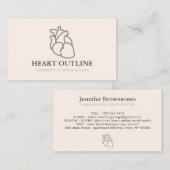 Ivory Beige Blush Cardioloog Doctor Heart Visitekaartje (Voorkant / Achterkant)