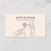 Ivory Beige Blush Dandelion Flower Hands Visitekaartje (Voorkant)
