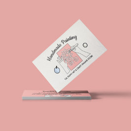 Ivory Beige Blush Handmade Hobby Art Oil Painting Visitekaartje