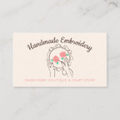 Ivory Beige Blush Handmade Hobby Craft Embroidery Visitekaartje (Voorkant)