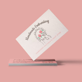 Ivory Beige Blush Handmade Hobby Craft Embroidery Visitekaartje