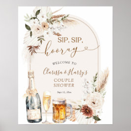 Ivory Beige Boho Sip Hoera Welkom Teken Poster