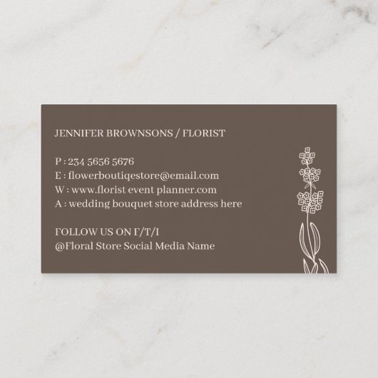 Ivory Beige Florist Botanische Handen vasthouden Visitekaartje (Achterkant)