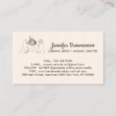 Ivory Beige Handmade Hobby Ceramic Fish Mosaic Visitekaartje (Achterkant)