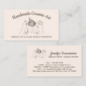 Ivory Beige Handmade Hobby Ceramic Fish Mosaic Visitekaartje (Voorkant / Achterkant)