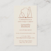 Ivory Beige Pottery Clay Ceramic Care Instructions Visitekaartje (Achterkant)