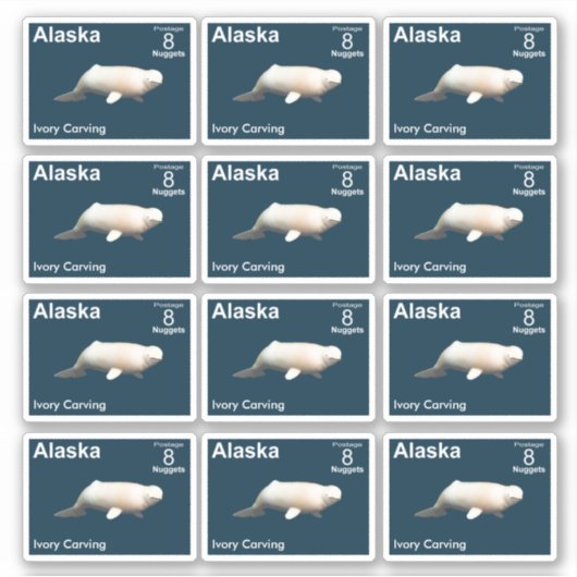 Ivory Beluga - Alaska Postage Sticker (Voorkant)