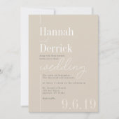 Ivory Biege Simple Modern Typography Wedding Kaart (Voorkant)