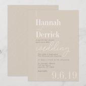 Ivory Biege Simple Modern Typography Wedding Kaart (Voorkant / Achterkant)