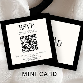 Ivory black classic elegant QR RSVP wedding Informatiekaartje