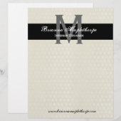 Ivory & Black Damask Monogram Letterhead Custom Briefhoofd (Voorkant / Achterkant)