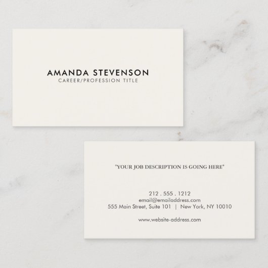 Ivory/Black, eenvoudige elegant Visitekaartje (Voorkant / Achterkant)