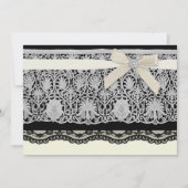 Ivory Black Elegant Lace Wedding Invitation Kaart (Voorkant)